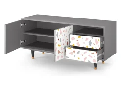 Online Mueble de TV - 125х56х41 cm - T7 - Marmelade Cheese, Cinza Cinzento