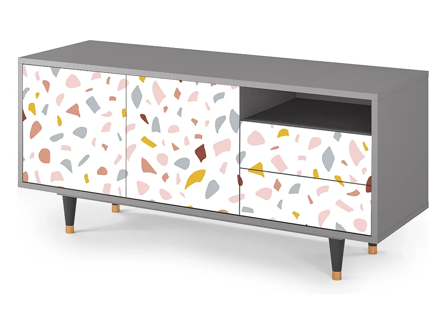 Online Mueble de TV - 125х56х41 cm - T7 - Marmelade Cheese, Cinza Cinzento