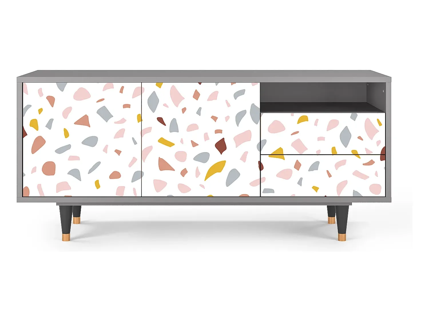 Online Mueble de TV - 125х56х41 cm - T7 - Marmelade Cheese, Cinza Cinzento