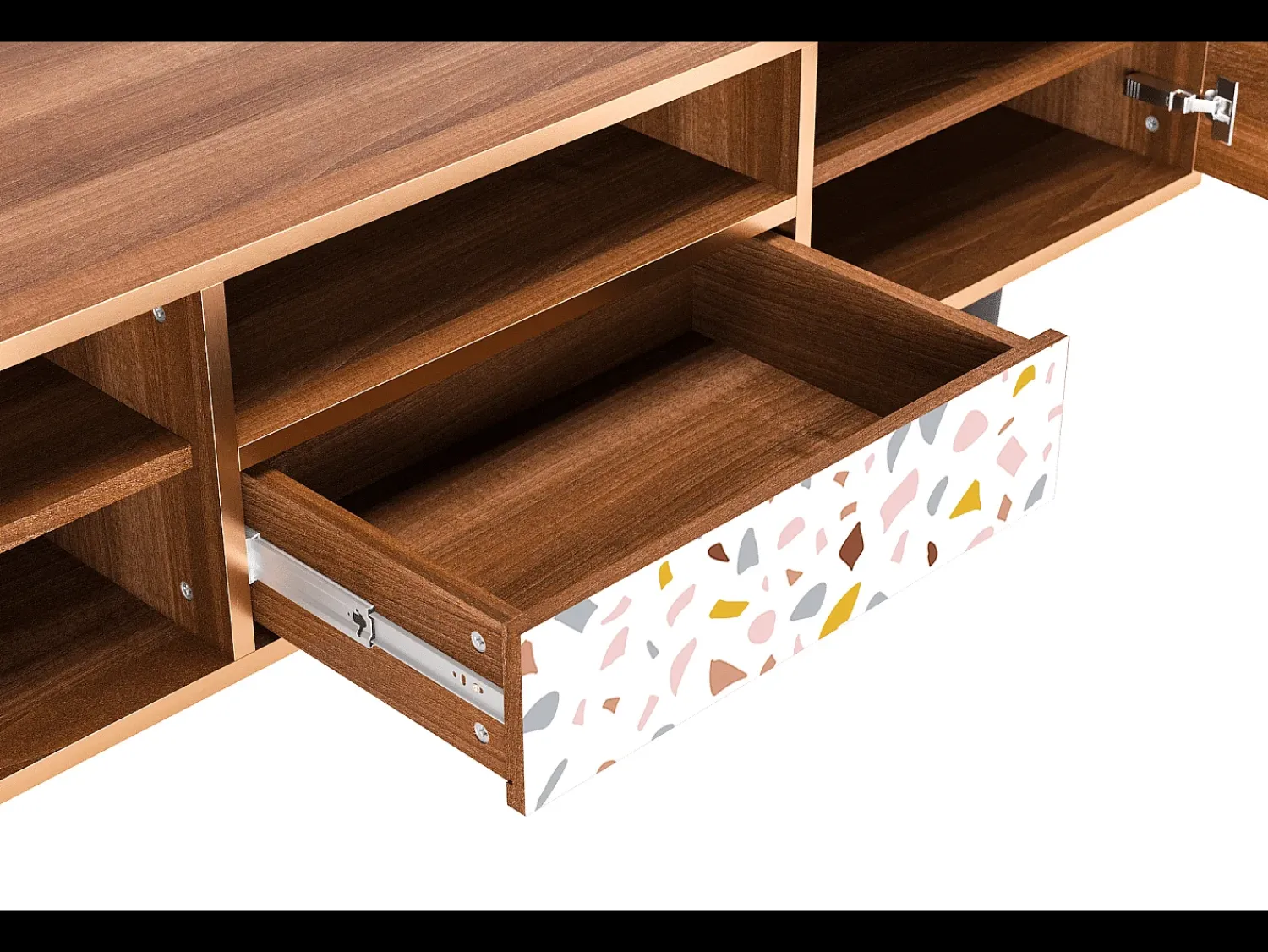 Móvel De Tv* Mueble de TV - 170х59х41 cm - T6 - Marmelade Cheese, Nogueira Castanho