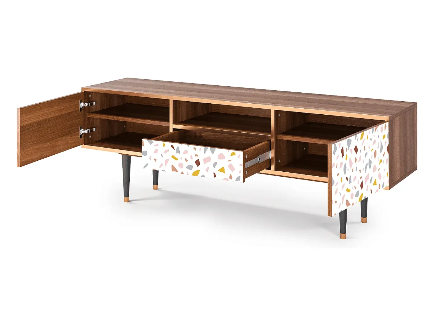 Móvel De Tv* Mueble de TV - 170х59х41 cm - T6 - Marmelade Cheese, Nogueira Castanho