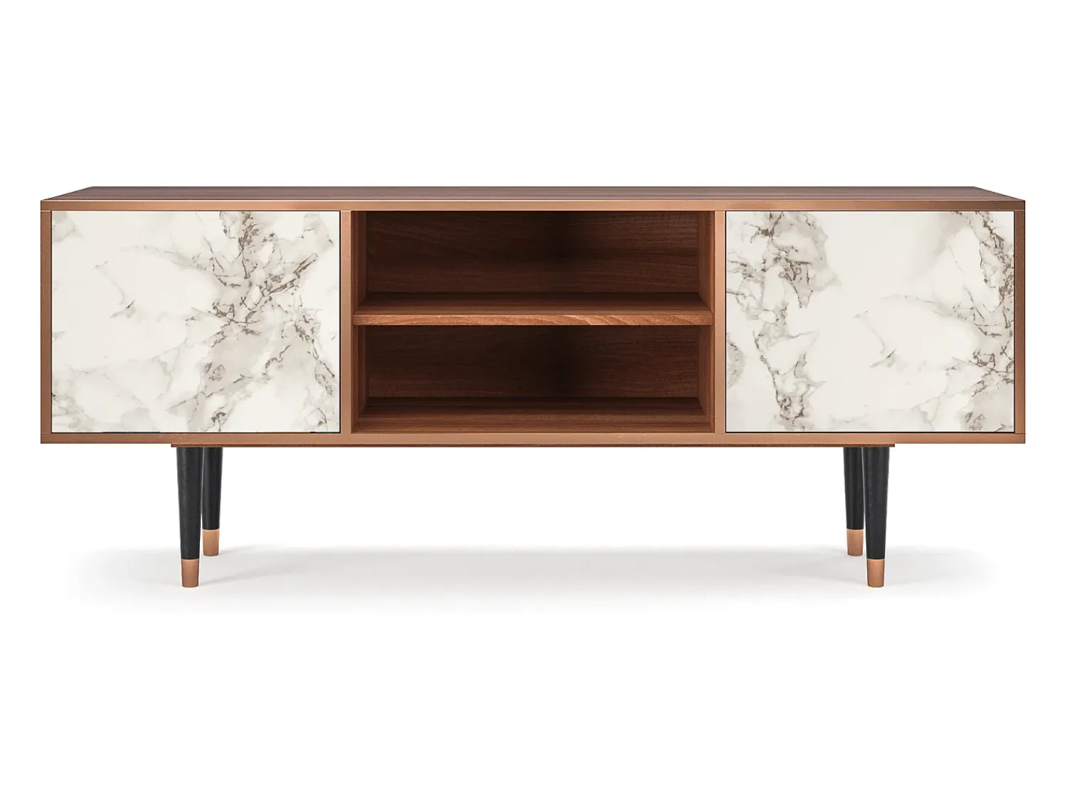 Mueble de TV - 170х69х48 cm - T2 - Milk Marble, Nogueira^ Móvel De Tv
