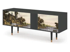 Móvel De Tv* Mueble de TV - 170х69х48 cm - T1 - Mill along a River, Antracite Cinza antracite