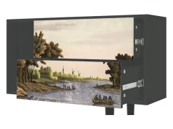 Móvel De Tv* Mueble de TV - 170х69х48 cm - T1 - Mill along a River, Antracite Cinza antracite