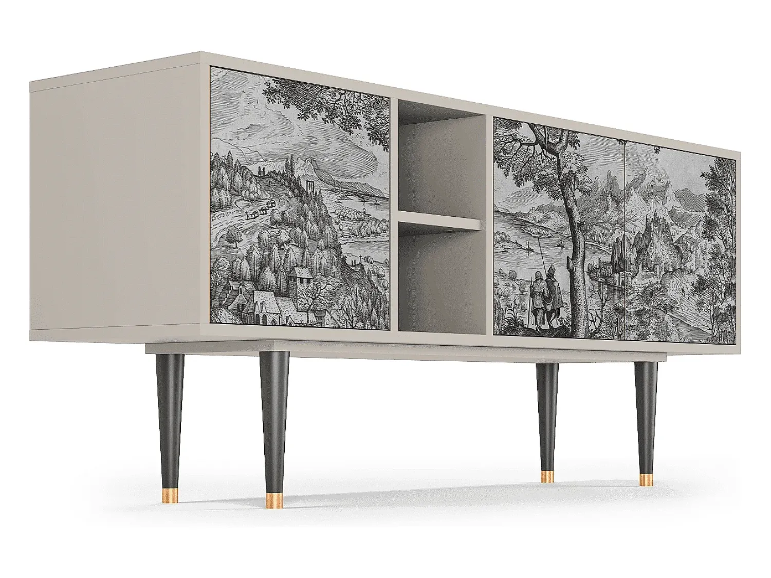 Móvel De Tv| Mueble de TV - 150х69х41 cm - T5 - Milites Requiescentes, Areia Bege