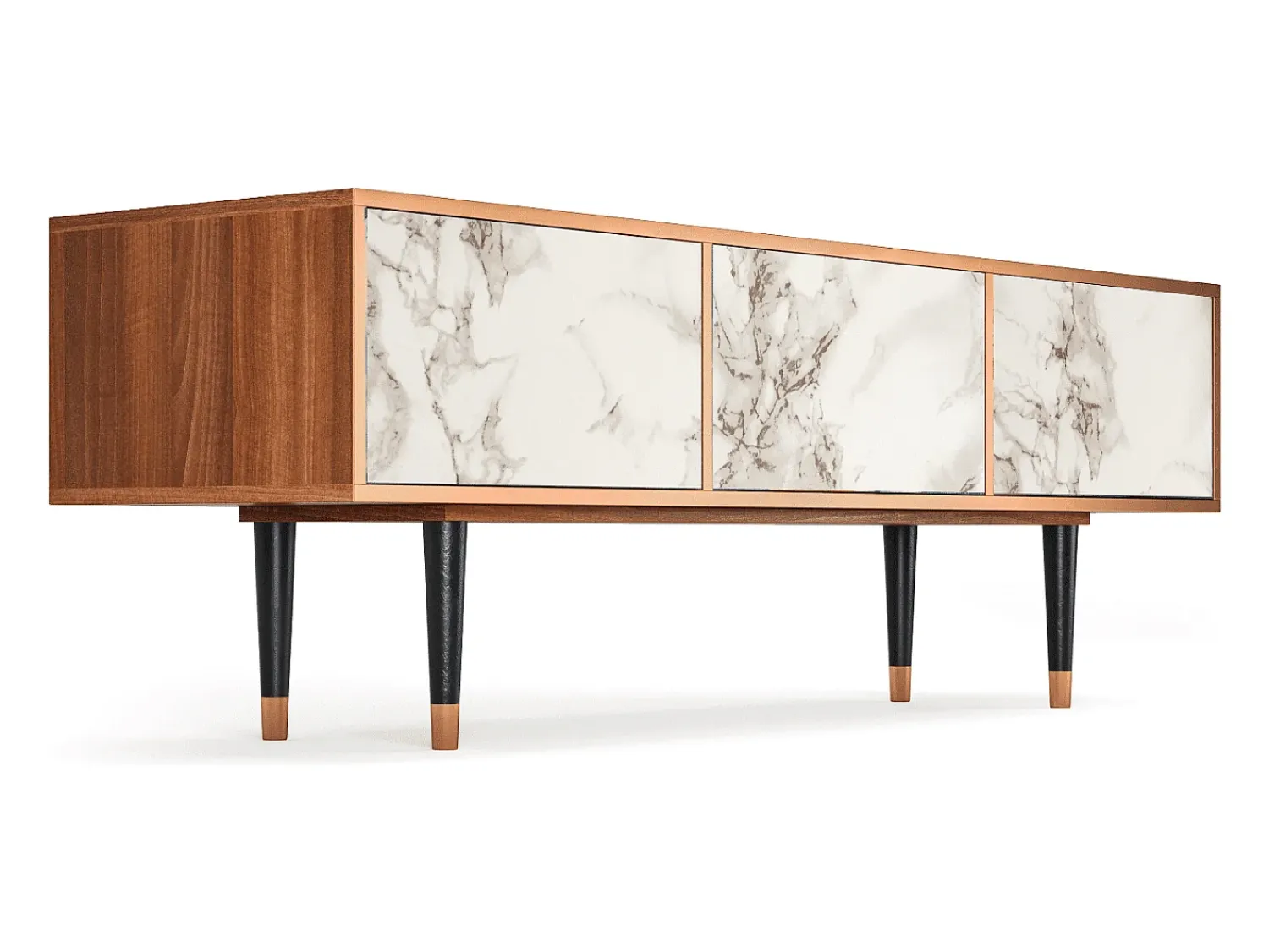 Clearance Mueble de TV - 170х59х48 cm - T4 - Milk Marble, Nogueira Castanho