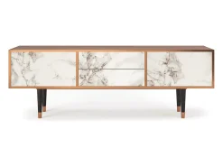 Clearance Mueble de TV - 170х59х48 cm - T4 - Milk Marble, Nogueira Castanho