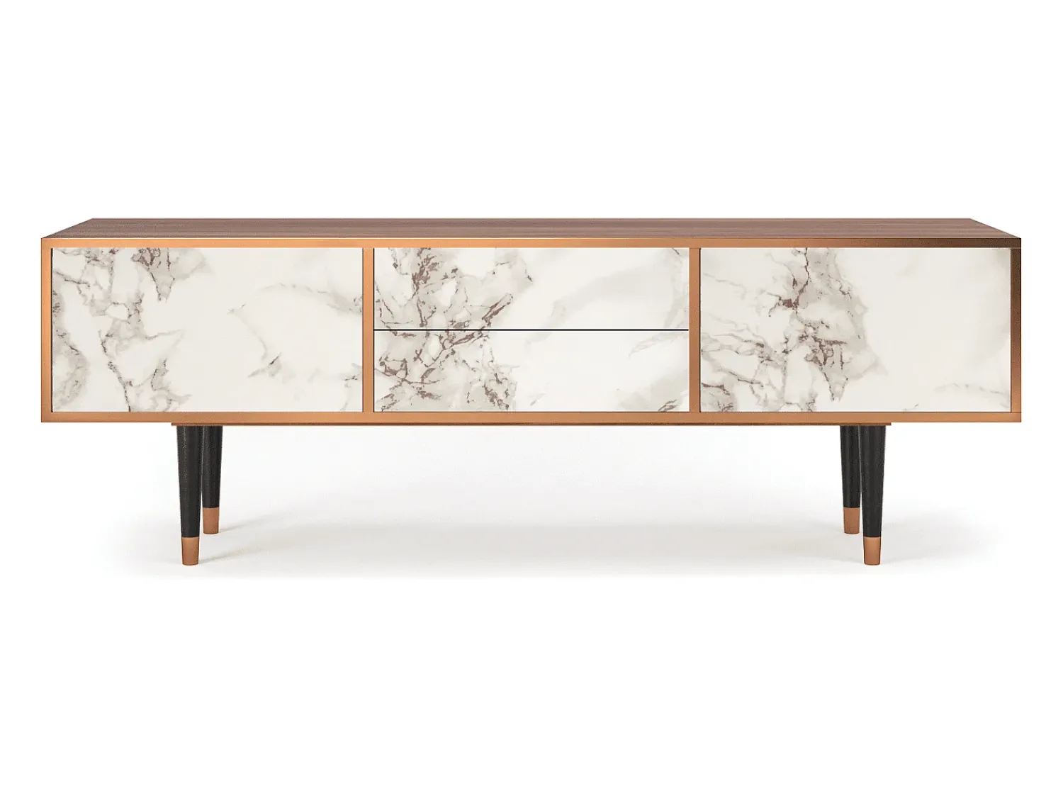 Clearance Mueble de TV - 170х59х48 cm - T4 - Milk Marble, Nogueira Castanho