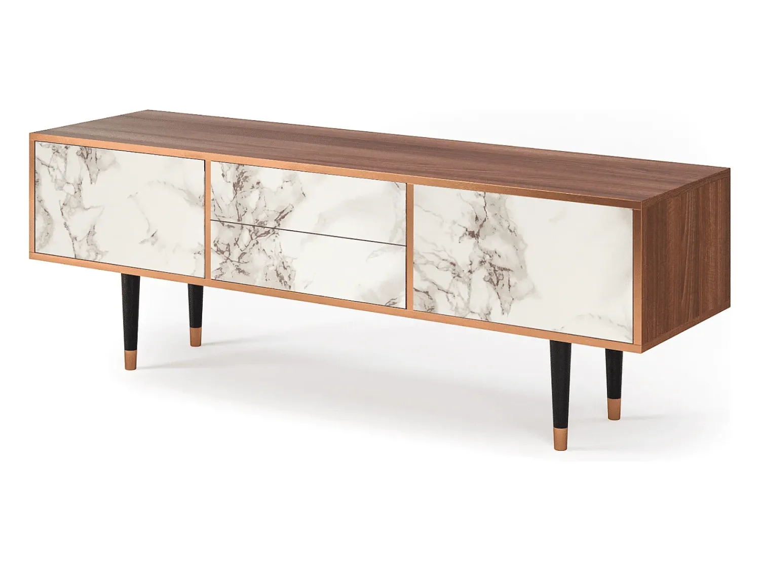 Clearance Mueble de TV - 170х59х48 cm - T4 - Milk Marble, Nogueira Castanho
