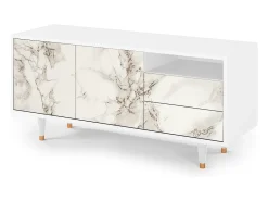 Online Mueble de TV - 125х56х41 cm - T7 - Milk Marble, Branco Bege