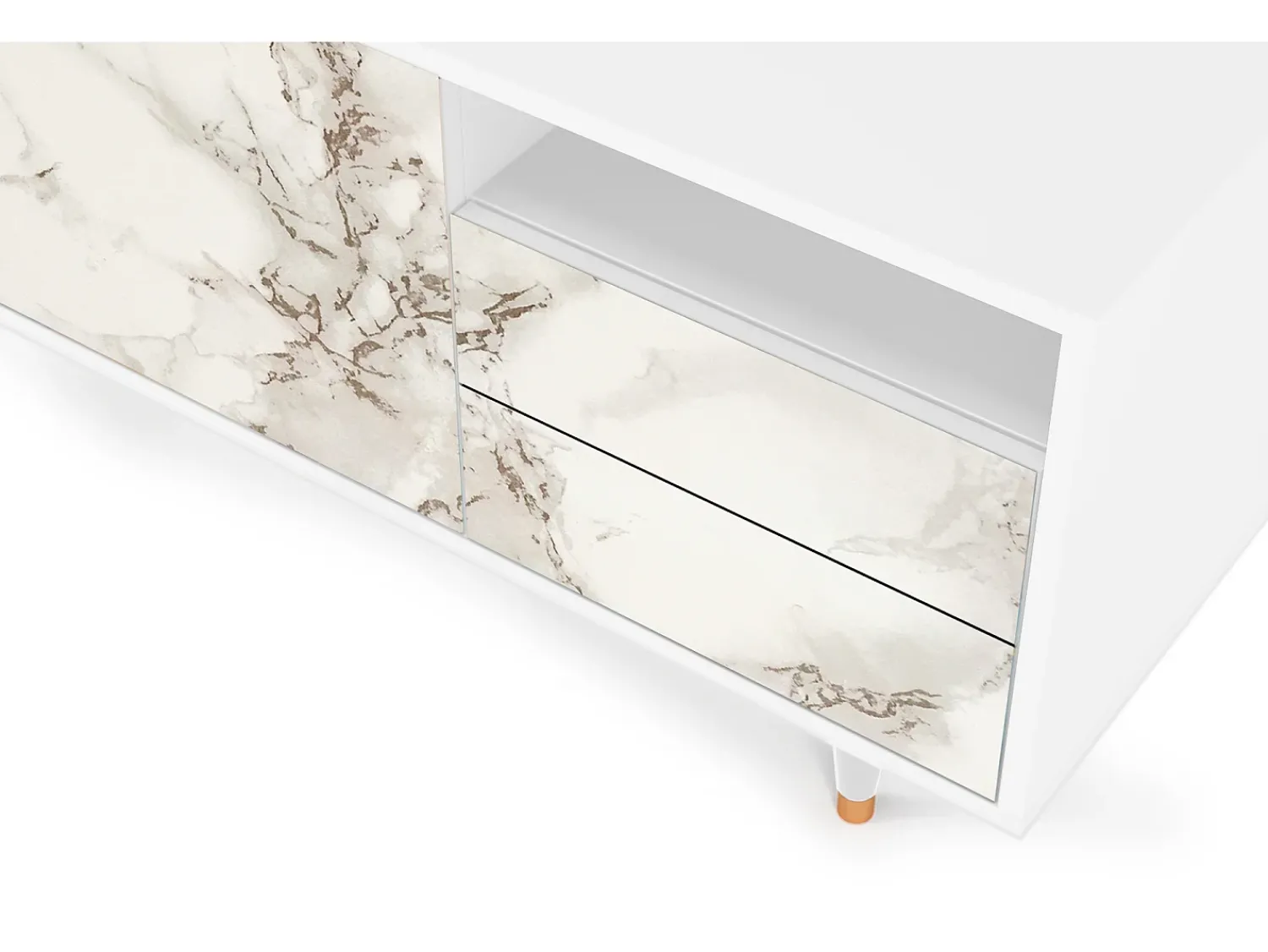 Online Mueble de TV - 125х56х41 cm - T7 - Milk Marble, Branco Bege