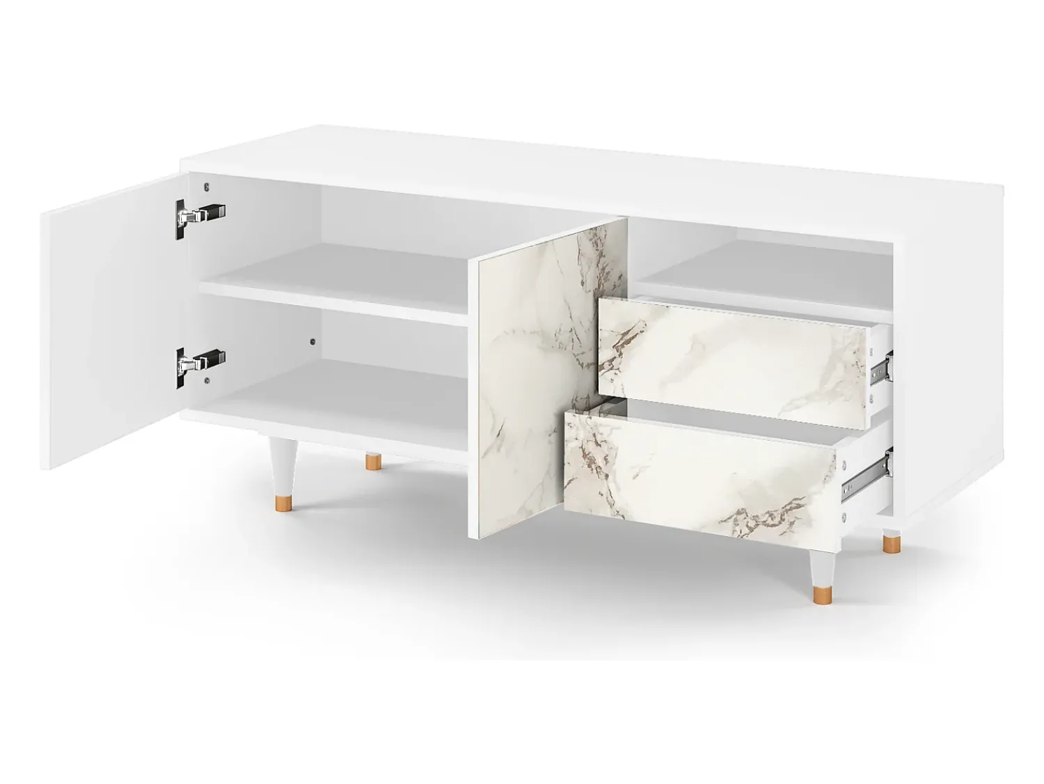 Online Mueble de TV - 125х56х41 cm - T7 - Milk Marble, Branco Bege