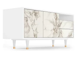 Online Mueble de TV - 125х56х41 cm - T7 - Milk Marble, Branco Bege