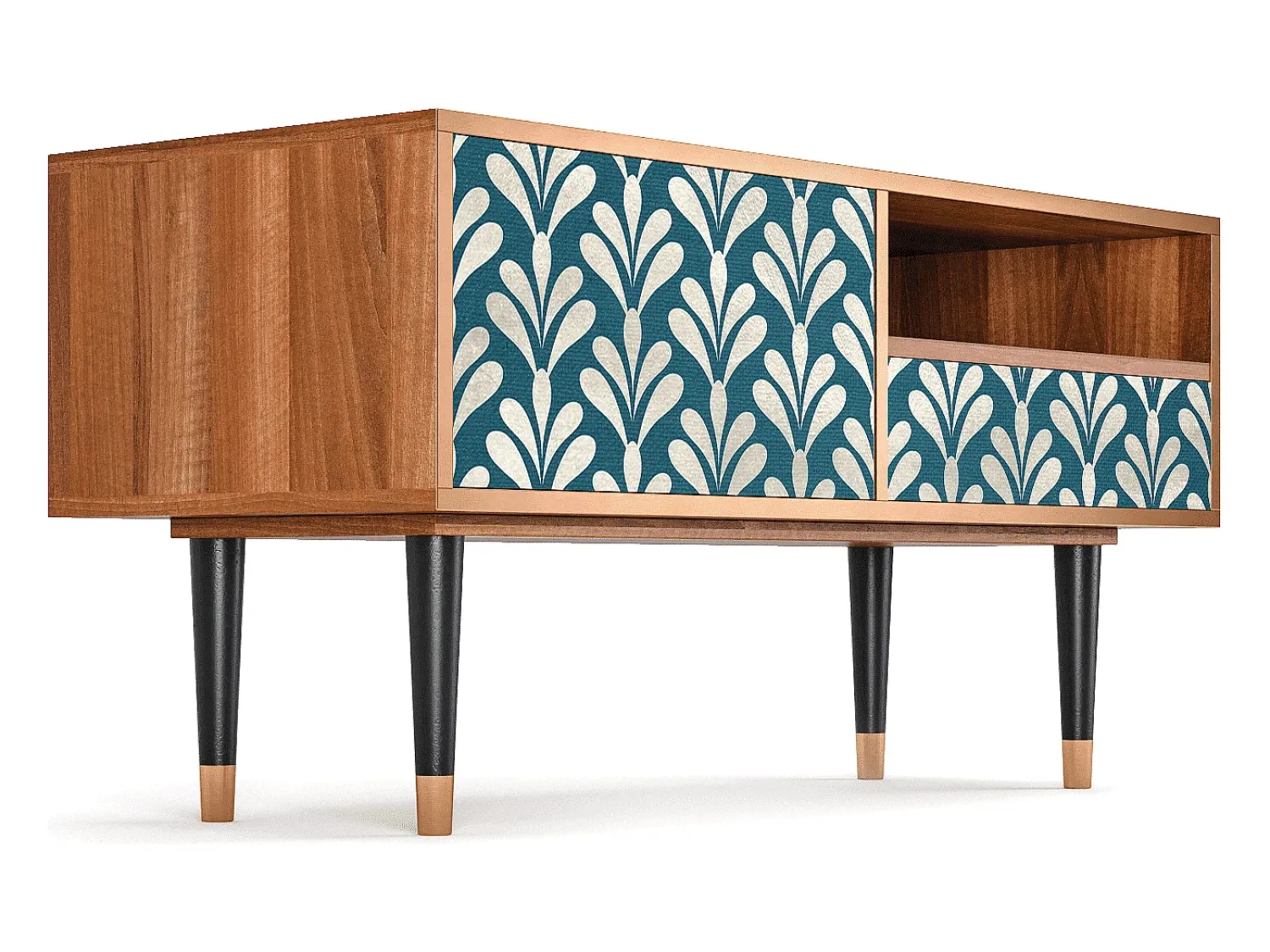 Móvel De Tv| Mueble de TV - 115х59х48 cm - T3 - Milky Tears, Nogueira Castanho