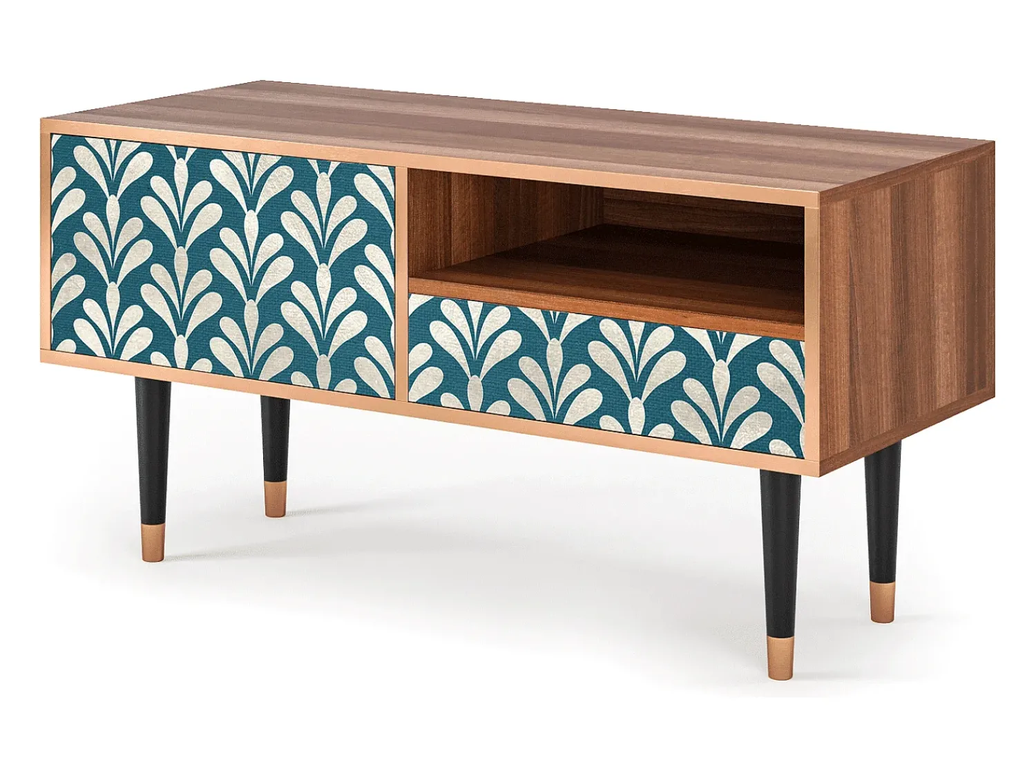 Móvel De Tv| Mueble de TV - 115х59х48 cm - T3 - Milky Tears, Nogueira Castanho