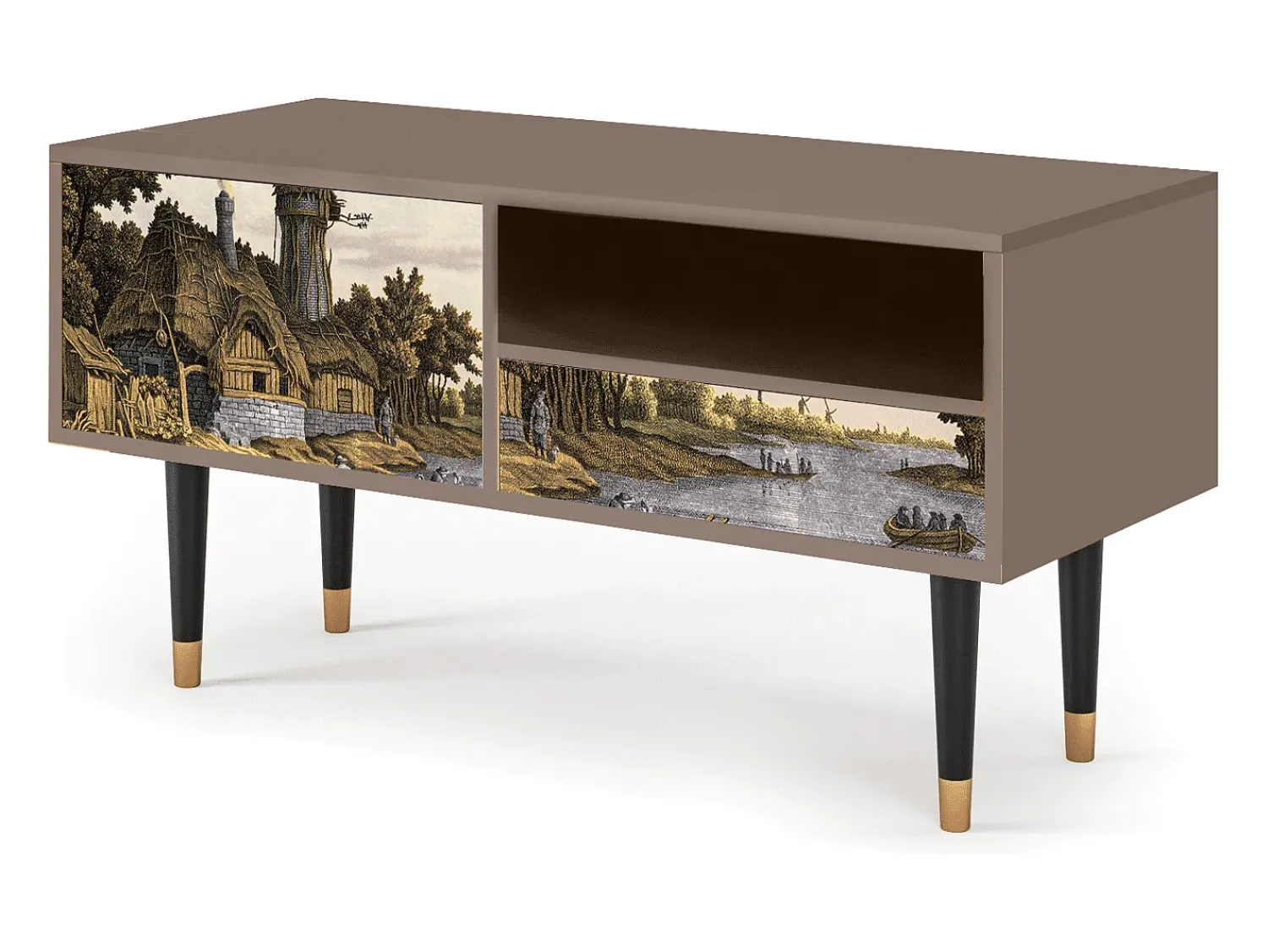 Móvel De Tv* Mueble de TV - 115х59х48 cm - T3 - Mill along a River, Latte Bege