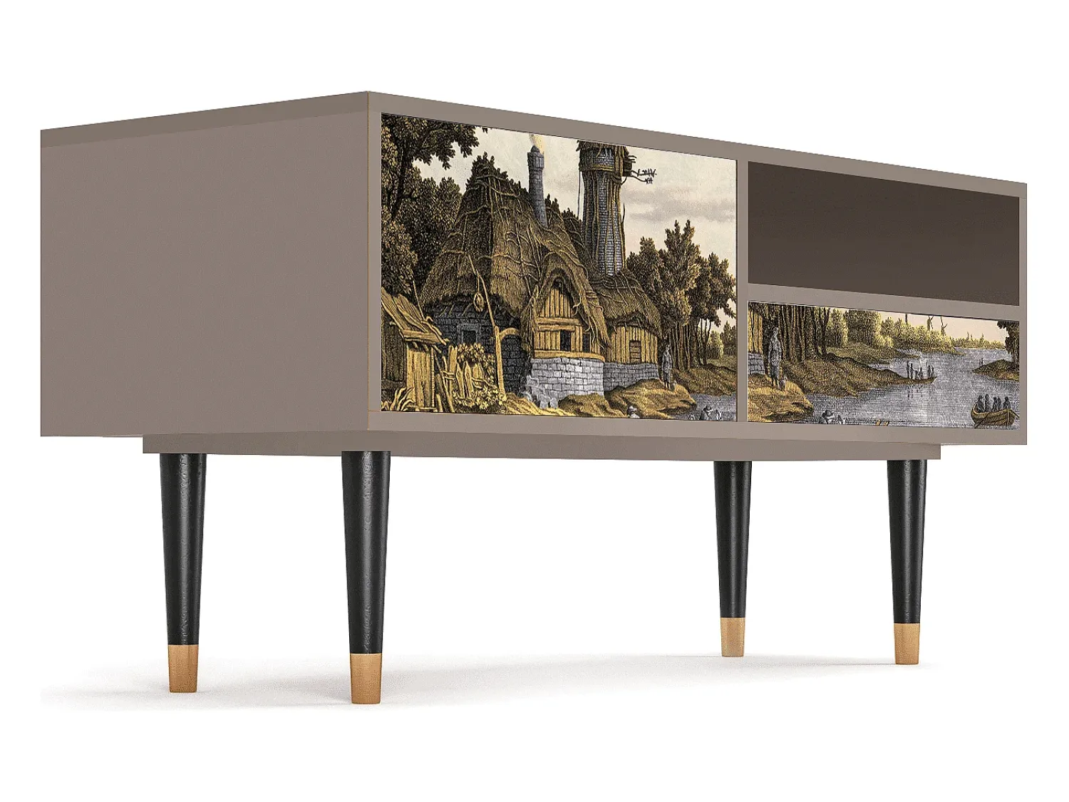 Móvel De Tv* Mueble de TV - 115х59х48 cm - T3 - Mill along a River, Latte Bege