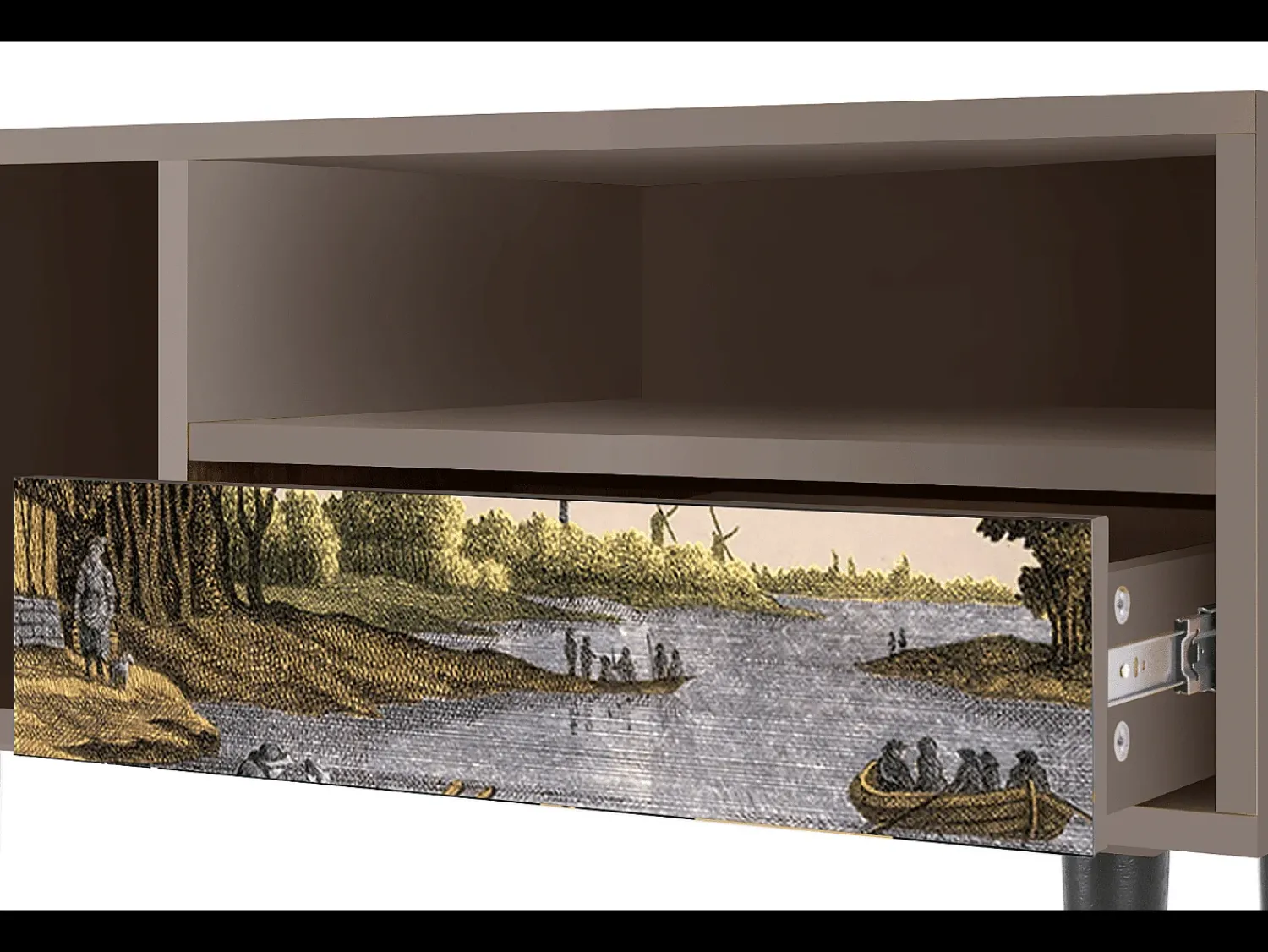 Móvel De Tv* Mueble de TV - 115х59х48 cm - T3 - Mill along a River, Latte Bege