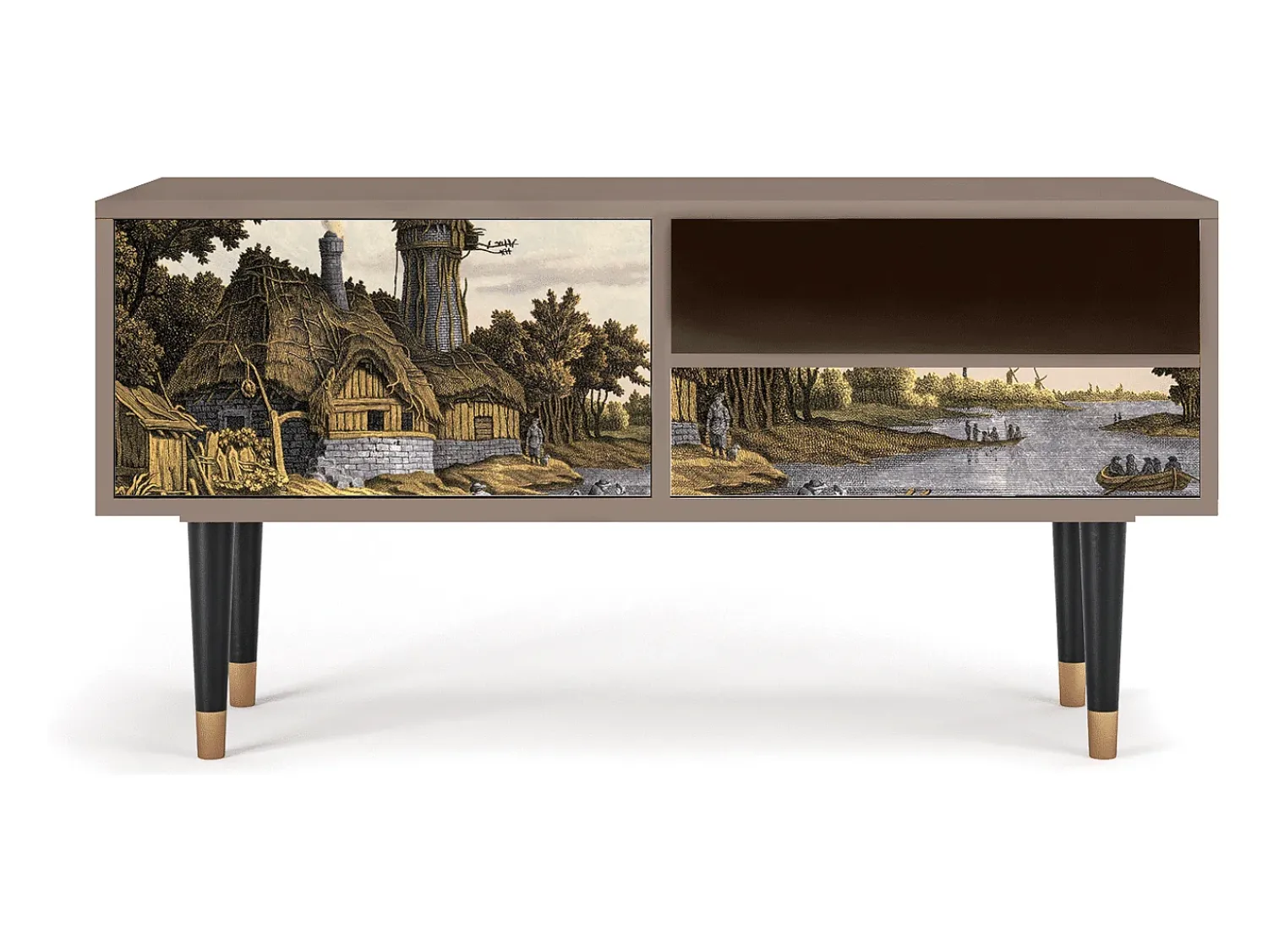Móvel De Tv* Mueble de TV - 115х59х48 cm - T3 - Mill along a River, Latte Bege