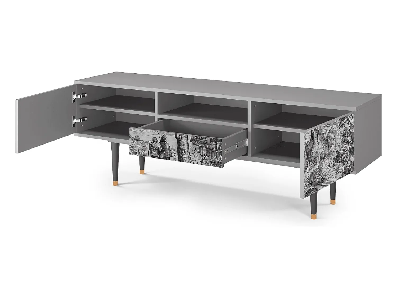 Mueble de TV - 170х59х41 cm - T6 - Milites Requiescentes, Cinza^ Móvel De Tv