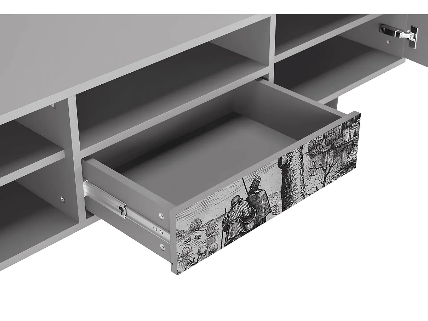 Mueble de TV - 170х59х41 cm - T6 - Milites Requiescentes, Cinza^ Móvel De Tv