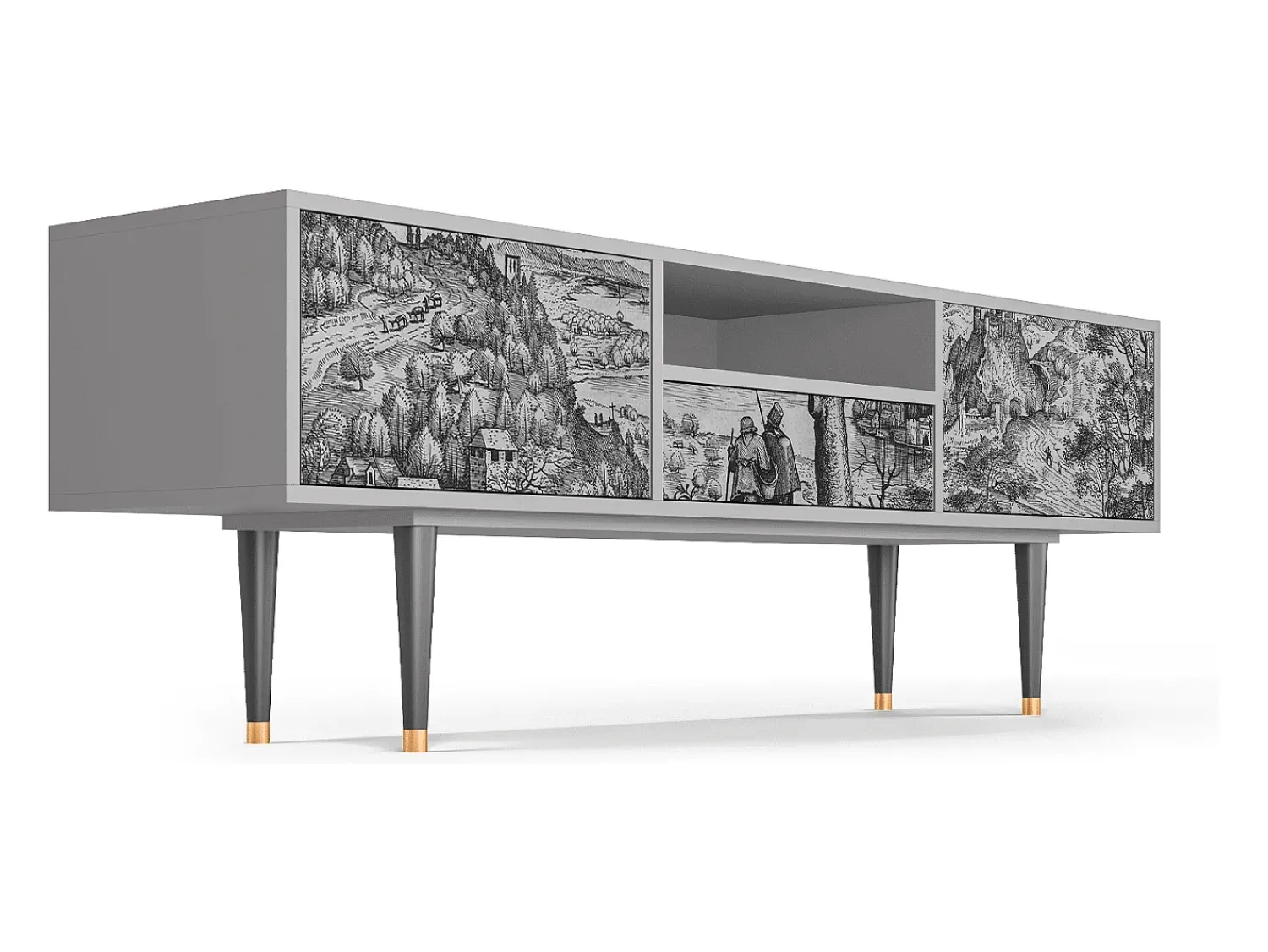 Mueble de TV - 170х59х41 cm - T6 - Milites Requiescentes, Cinza^ Móvel De Tv