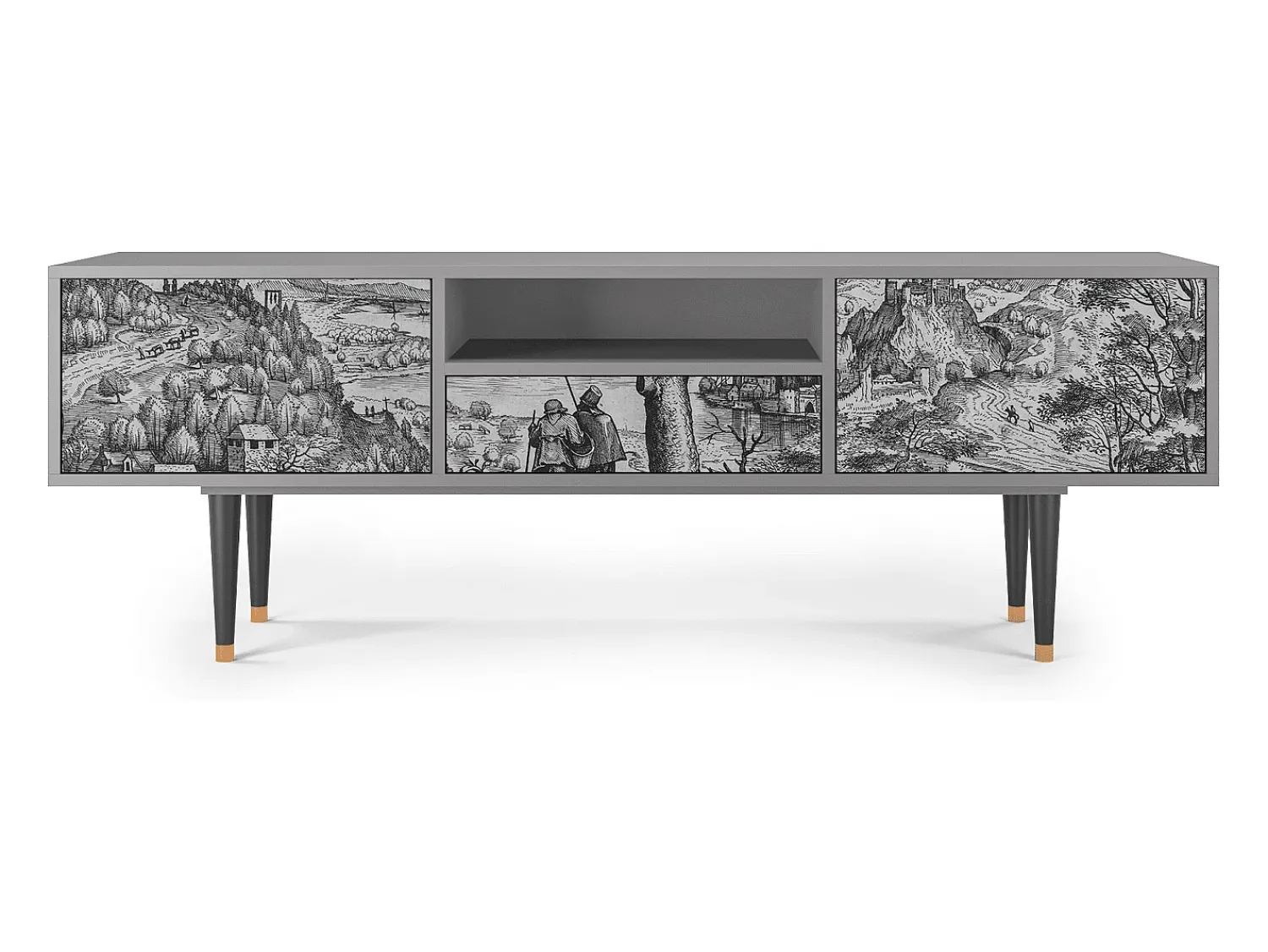 Mueble de TV - 170х59х41 cm - T6 - Milites Requiescentes, Cinza^ Móvel De Tv