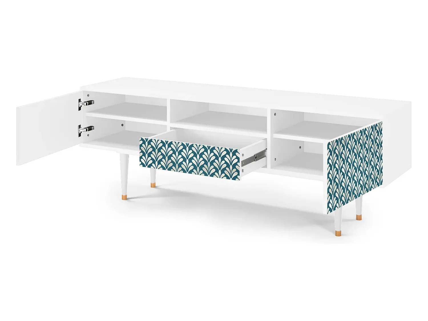 Mueble de TV - 170х59х41 cm - T6 - Milky Tears, Branco Bege