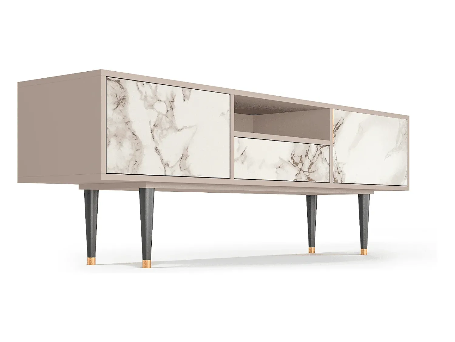 Mueble de TV - 170х59х41 cm - T6 - Milk Marble, Latte Bege