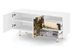 Móvel De Tv| Mueble de TV - 125х56х41 cm - T7 - Mill along a River, Branco Bege