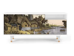 Móvel De Tv| Mueble de TV - 125х56х41 cm - T7 - Mill along a River, Branco Bege