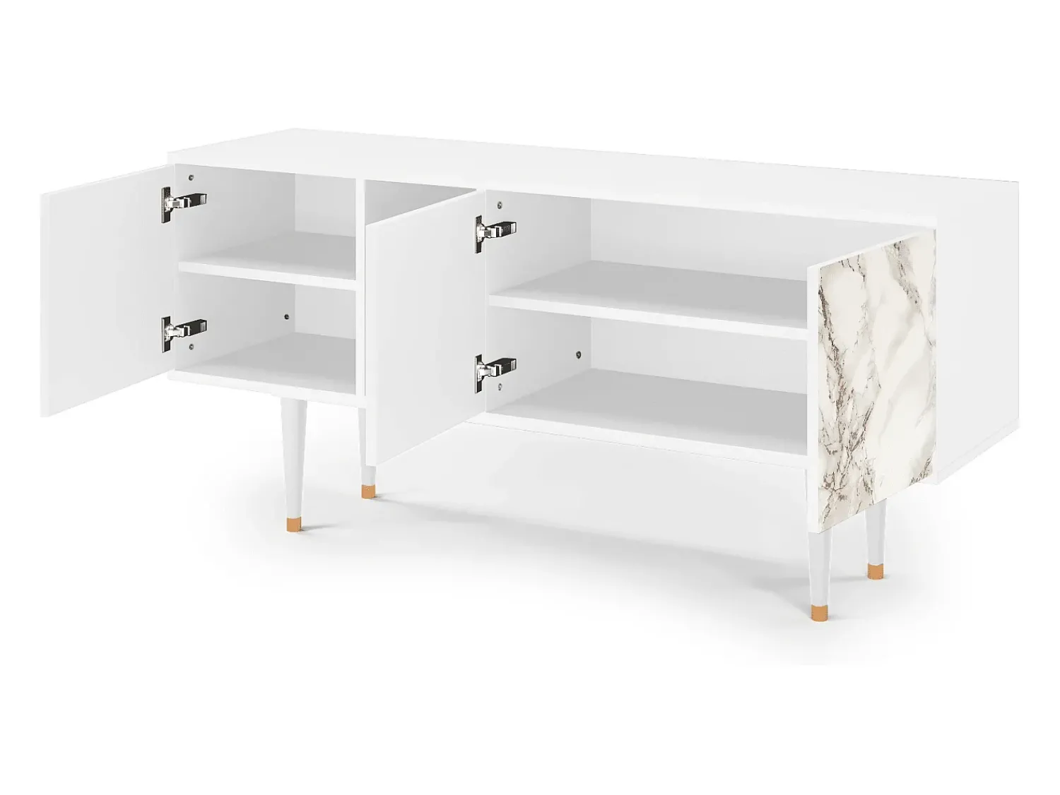 Móvel De Tv* Mueble de TV - 150х69х41 cm - T5 - Milk Marble, Branco Bege