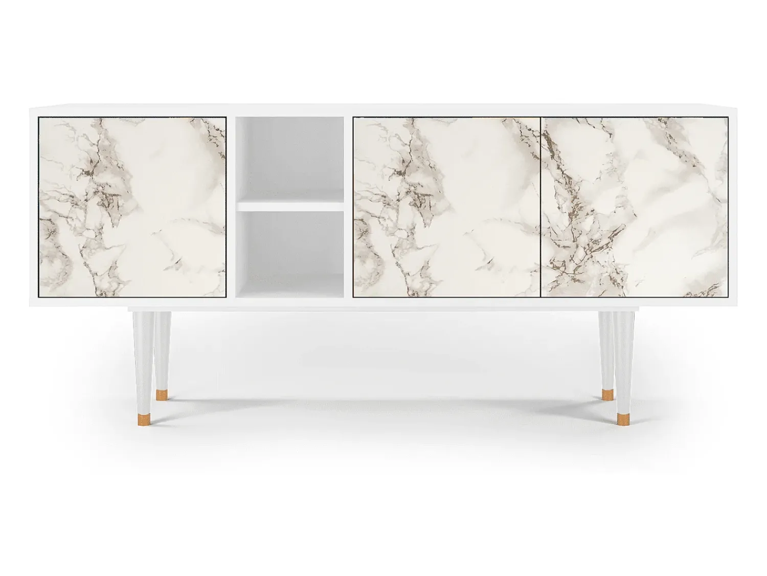 Móvel De Tv* Mueble de TV - 150х69х41 cm - T5 - Milk Marble, Branco Bege