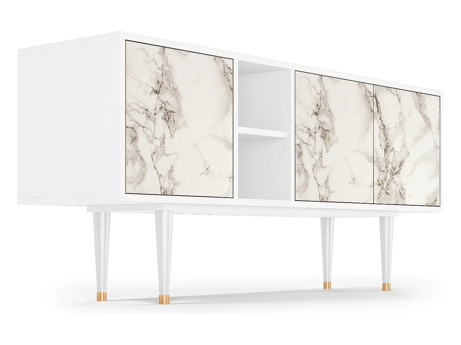 Móvel De Tv* Mueble de TV - 150х69х41 cm - T5 - Milk Marble, Branco Bege