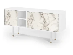 Móvel De Tv* Mueble de TV - 150х69х41 cm - T5 - Milk Marble, Branco Bege