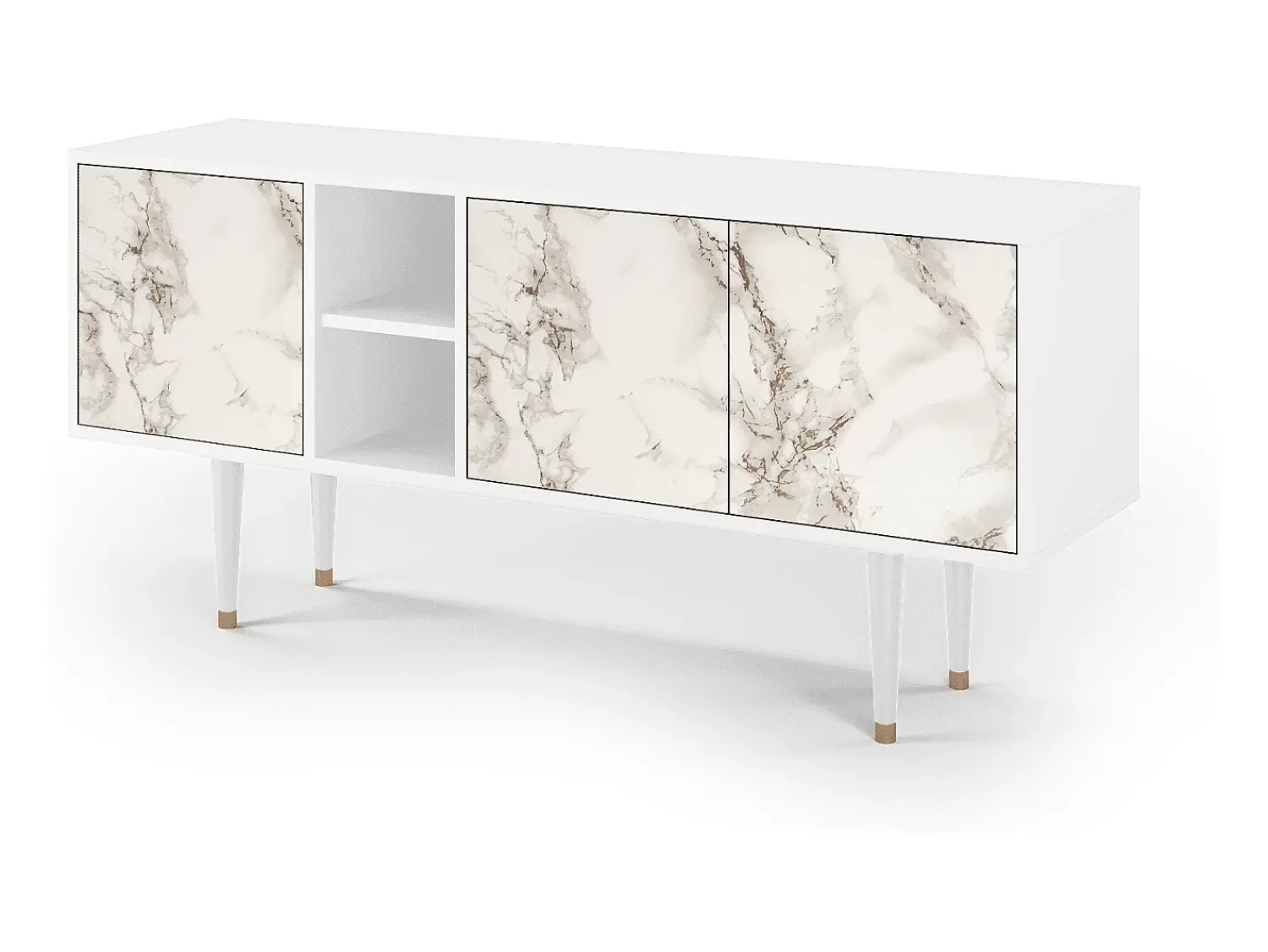 Móvel De Tv* Mueble de TV - 150х69х41 cm - T5 - Milk Marble, Branco Bege