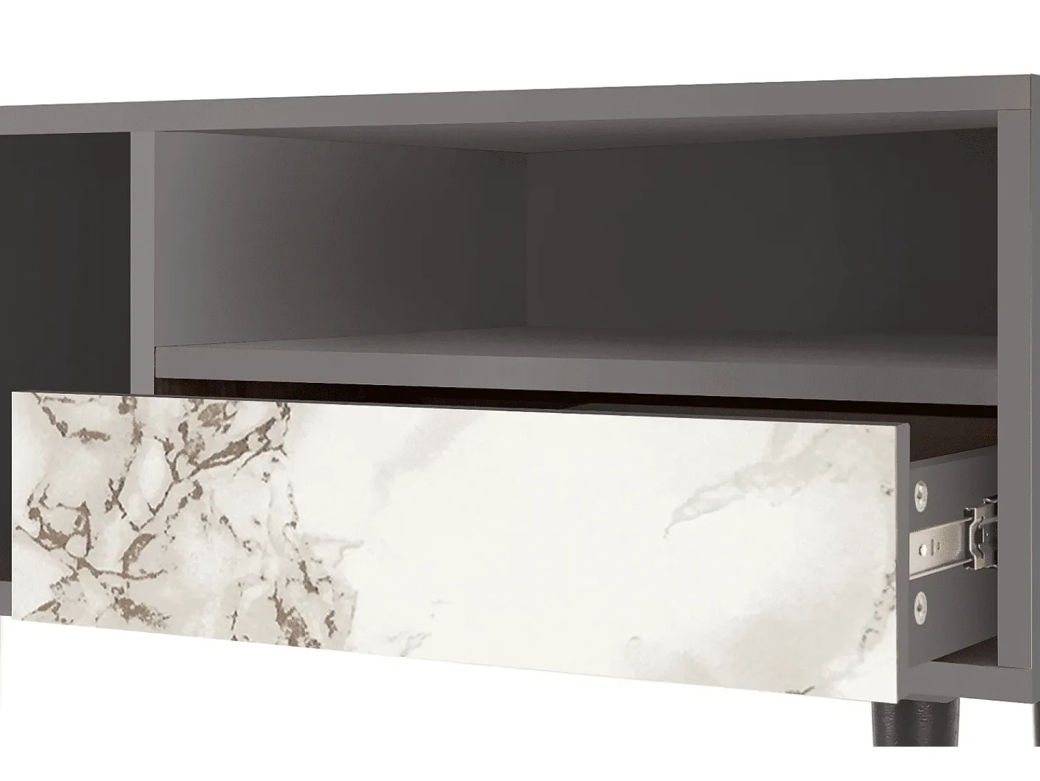 New Mueble de TV - 115х59х48 cm - T3 - Milk Marble, Cinza Cinzento