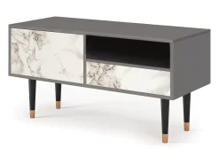 New Mueble de TV - 115х59х48 cm - T3 - Milk Marble, Cinza Cinzento