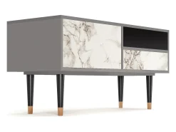 New Mueble de TV - 115х59х48 cm - T3 - Milk Marble, Cinza Cinzento