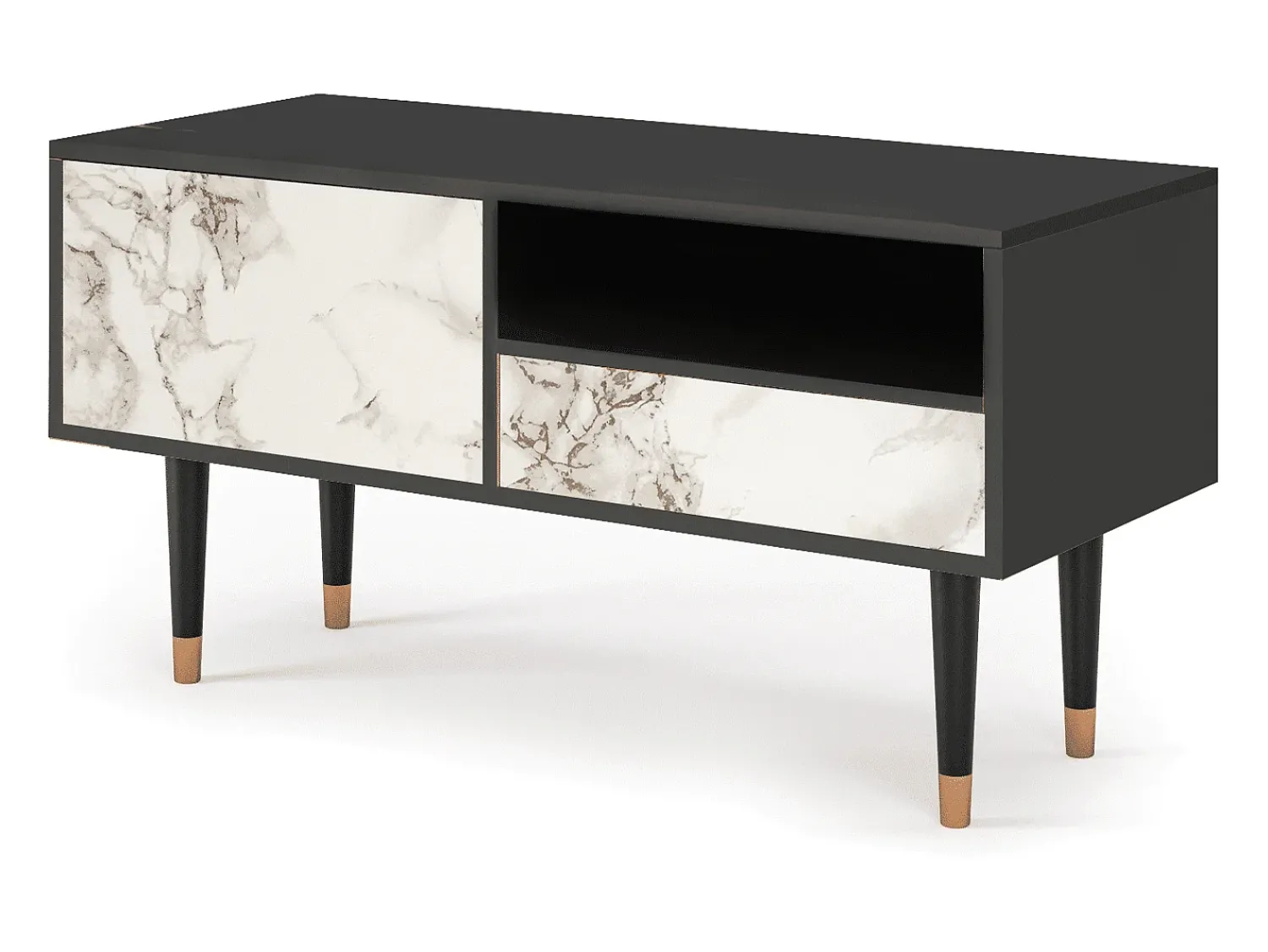 Mueble de TV - 115х59х48 cm - T3 - Milk Marble, Antracite^ Móvel De Tv