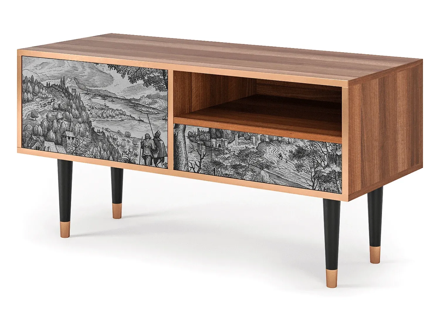 Mueble de TV - 115х59х48 cm - T3 - Milites Requiescentes, Nogueira Castanho