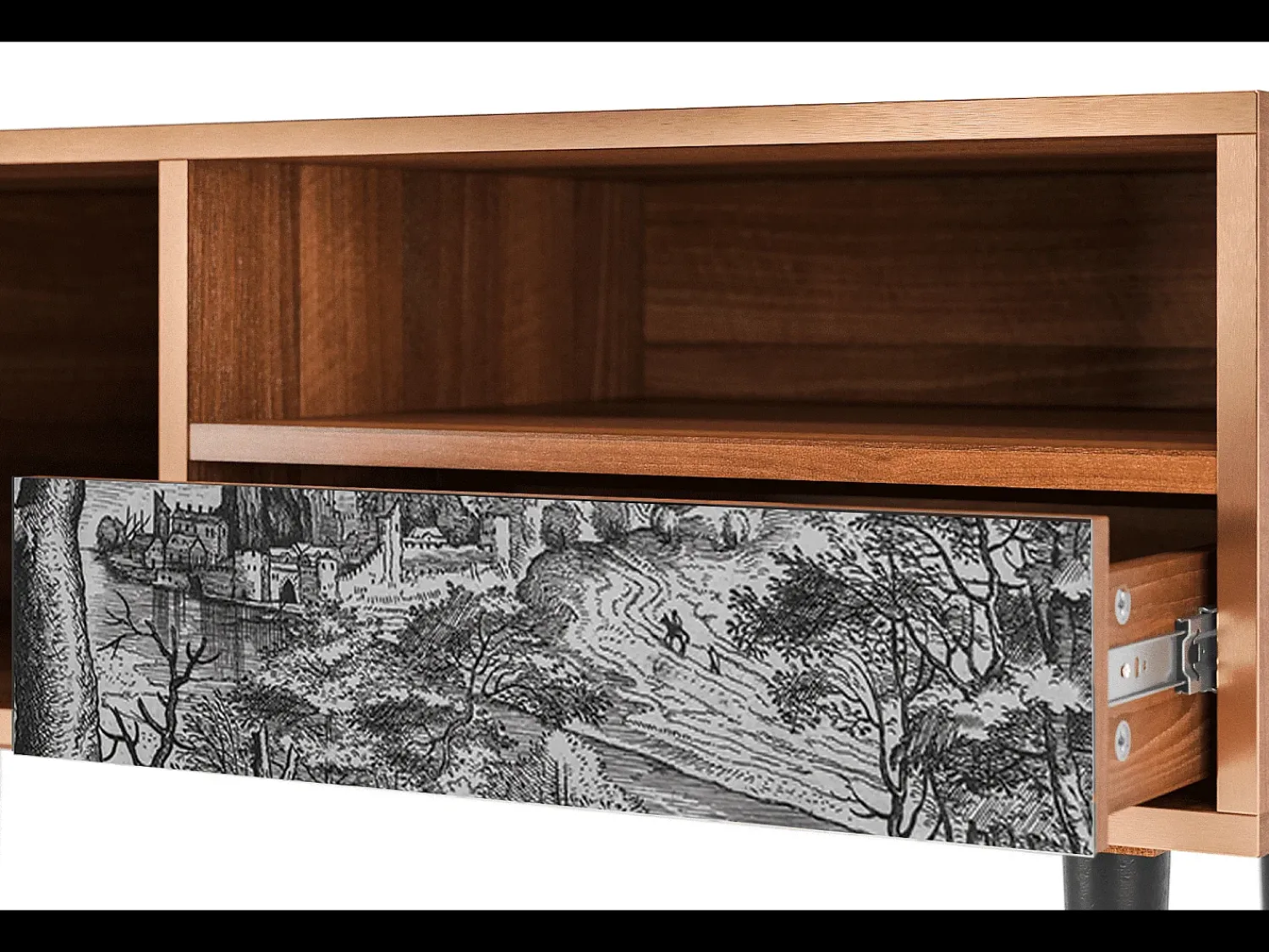 Mueble de TV - 115х59х48 cm - T3 - Milites Requiescentes, Nogueira Castanho