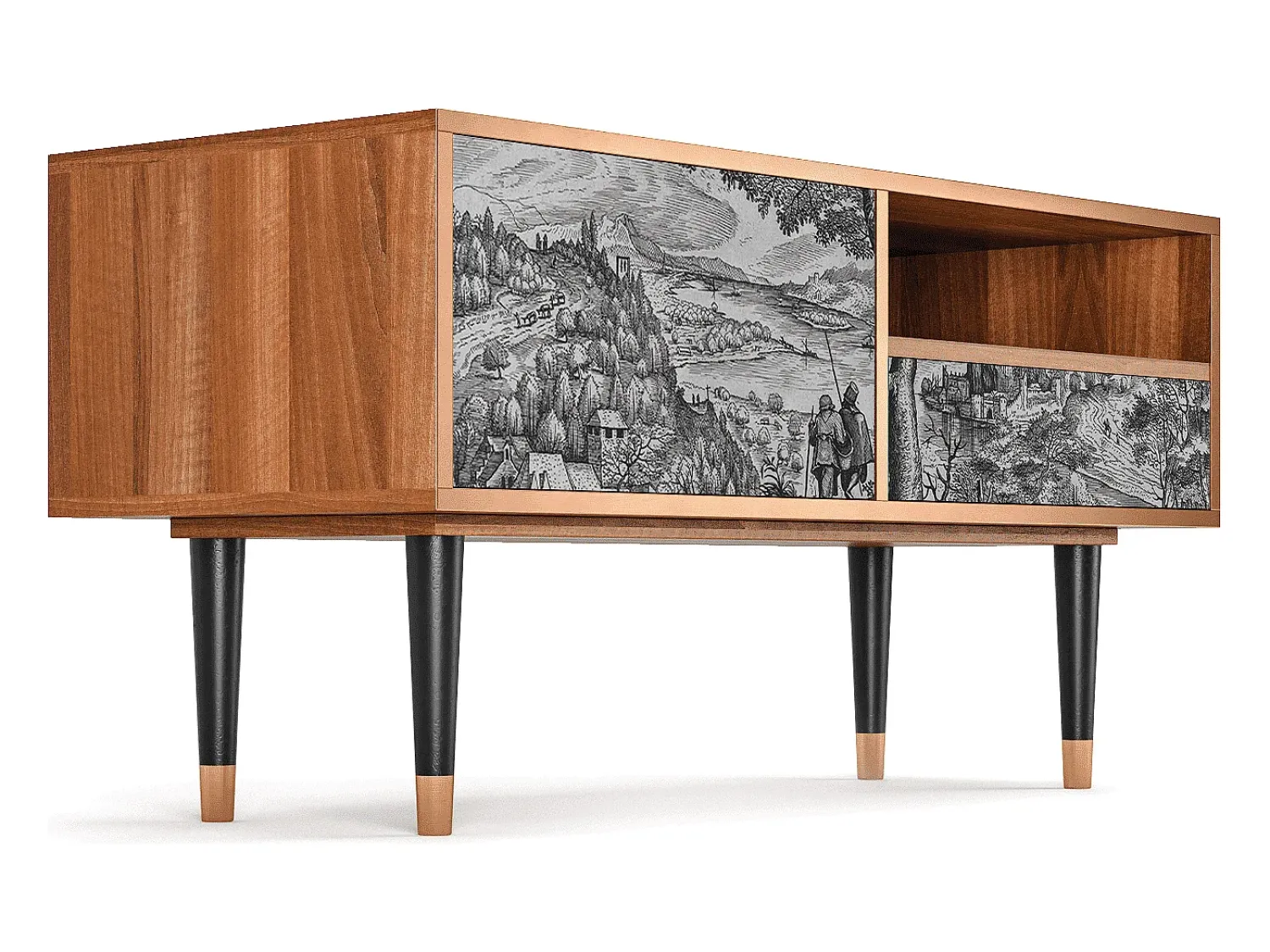 Mueble de TV - 115х59х48 cm - T3 - Milites Requiescentes, Nogueira Castanho