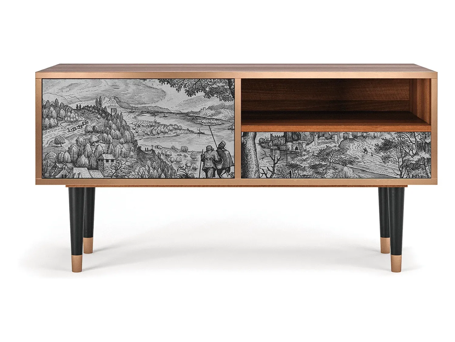 Mueble de TV - 115х59х48 cm - T3 - Milites Requiescentes, Nogueira Castanho