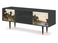Móvel De Tv* Mueble de TV - 170х69х48 cm - T2 - Mill along a River, Antracite Cinza antracite