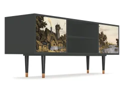 Móvel De Tv* Mueble de TV - 170х69х48 cm - T2 - Mill along a River, Antracite Cinza antracite
