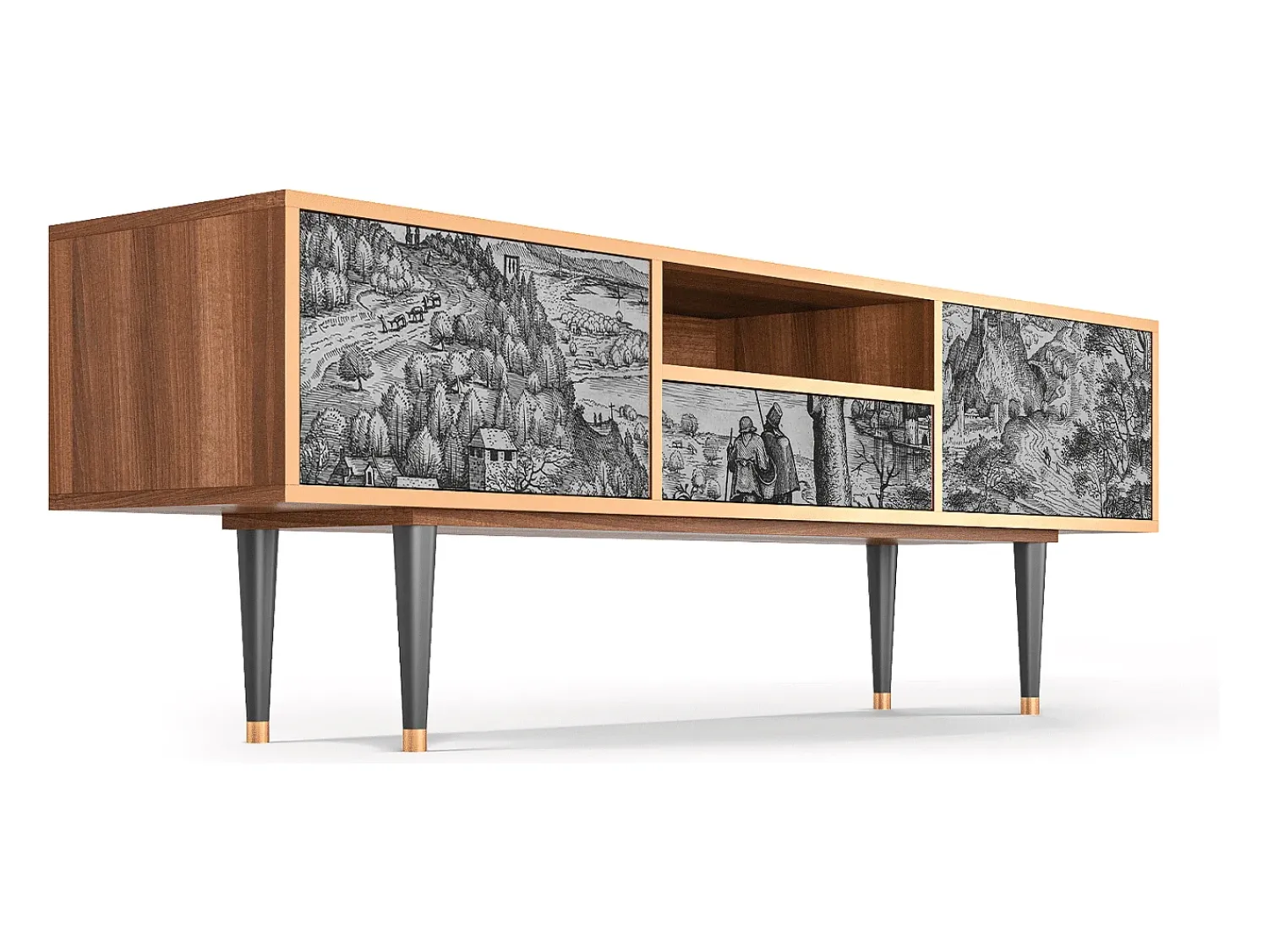 Móvel De Tv| Mueble de TV - 170х59х41 cm - T6 - Milites Requiescentes, Nogueira Castanho