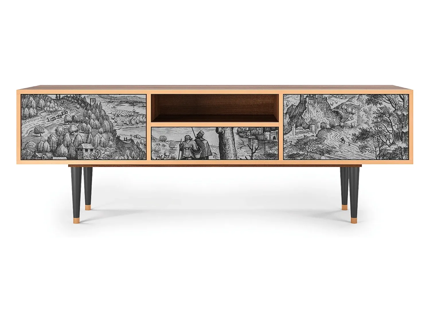 Móvel De Tv| Mueble de TV - 170х59х41 cm - T6 - Milites Requiescentes, Nogueira Castanho