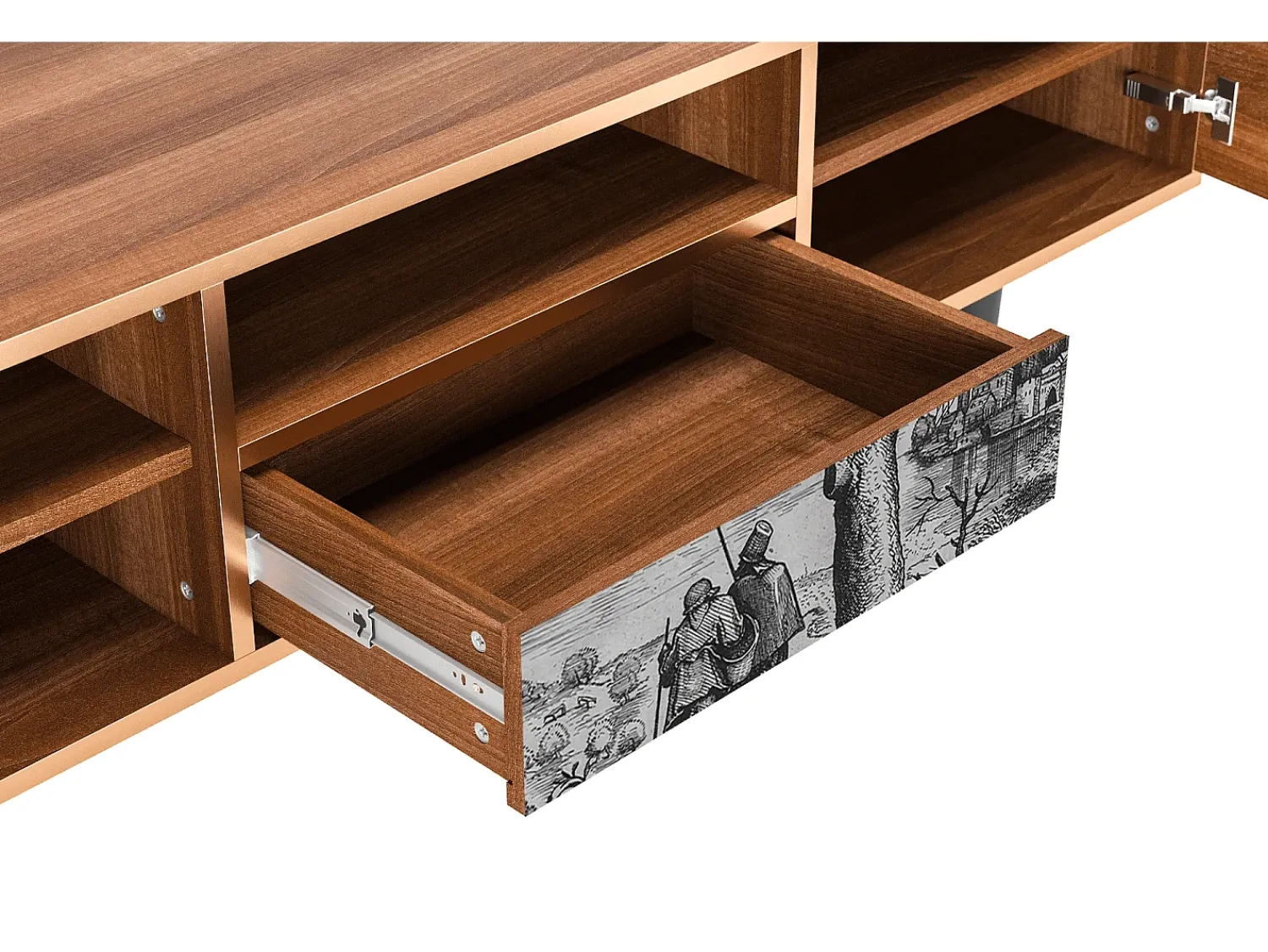 Móvel De Tv| Mueble de TV - 170х59х41 cm - T6 - Milites Requiescentes, Nogueira Castanho