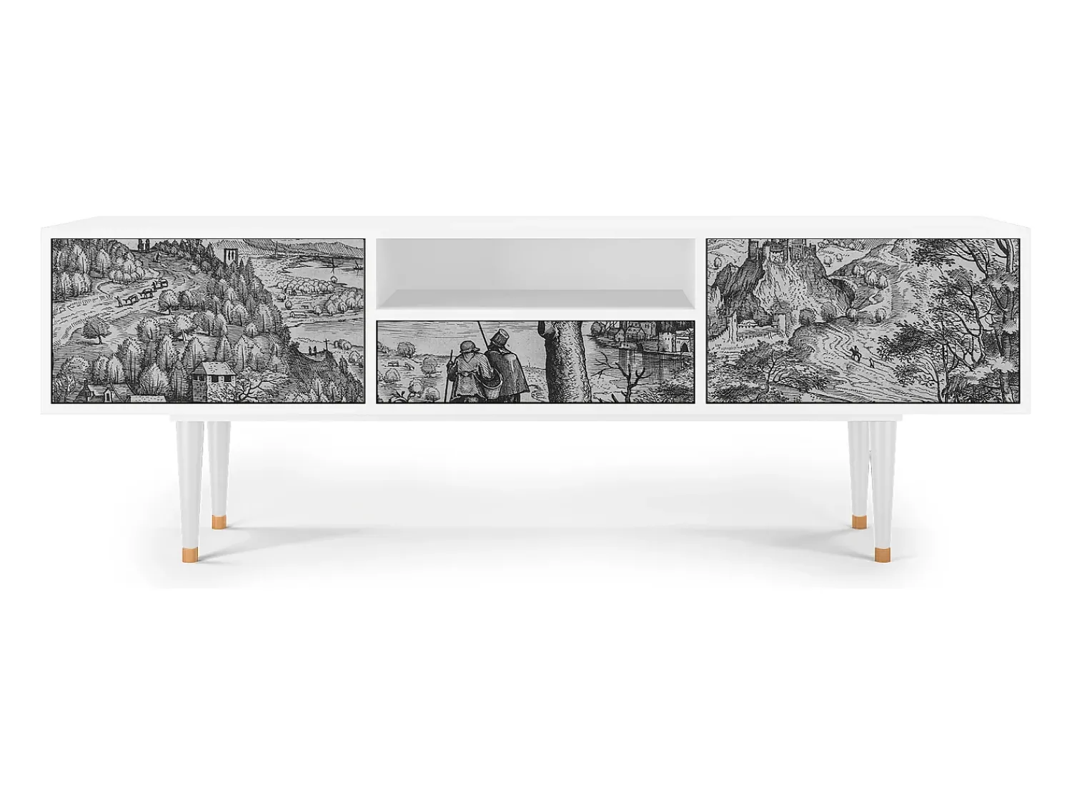 Mueble de TV - 170х59х41 cm - T6 - Milites Requiescentes, Branco^ Móvel De Tv